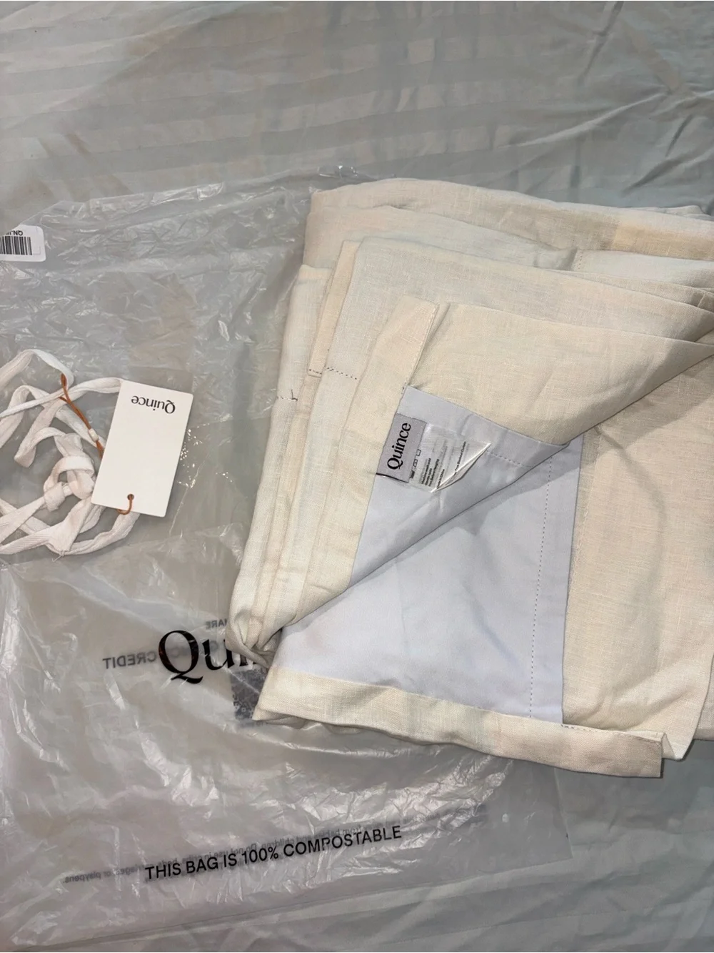 European Luxe Linen True Blackout Curtain Panel in Ivory 48x96 (one panel)